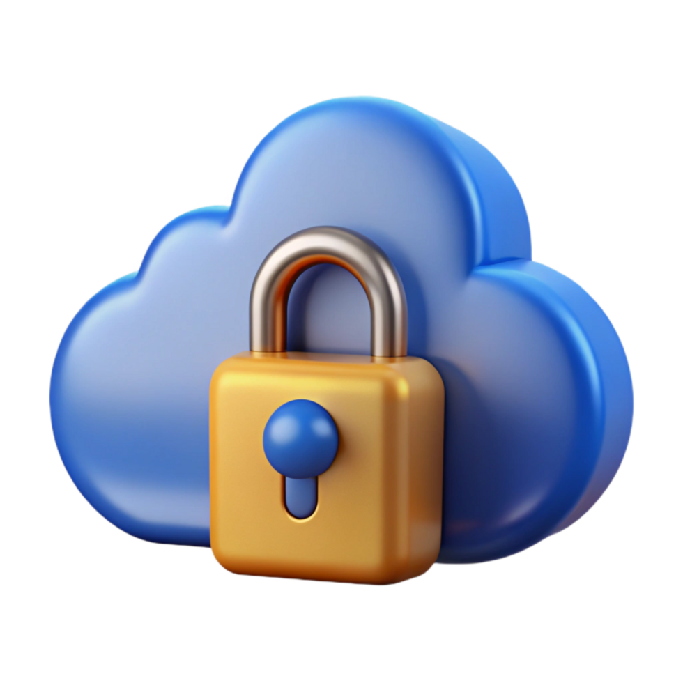 beautiful minimalist Secure Cloud Storage Icon Cutout with Blue Cloud Symbol original png