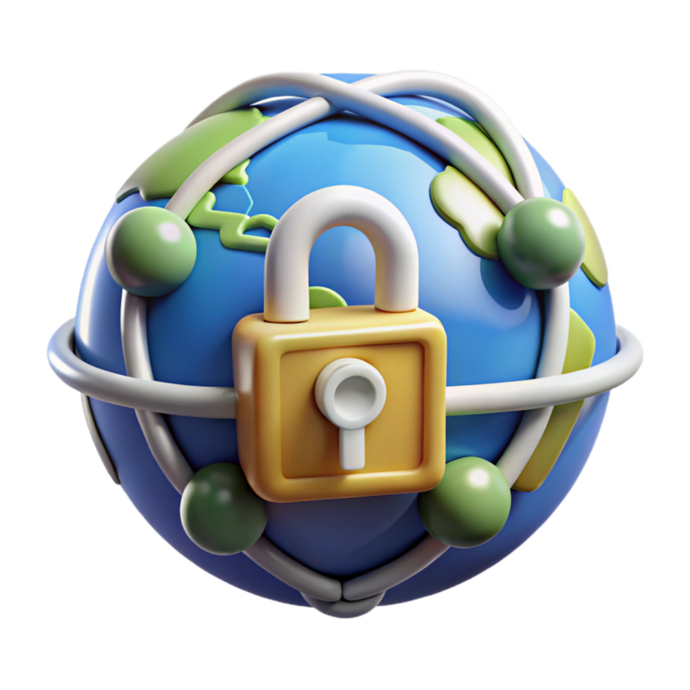 stunning classic Secure Network Node Icon with World Map Cutout high resolution png