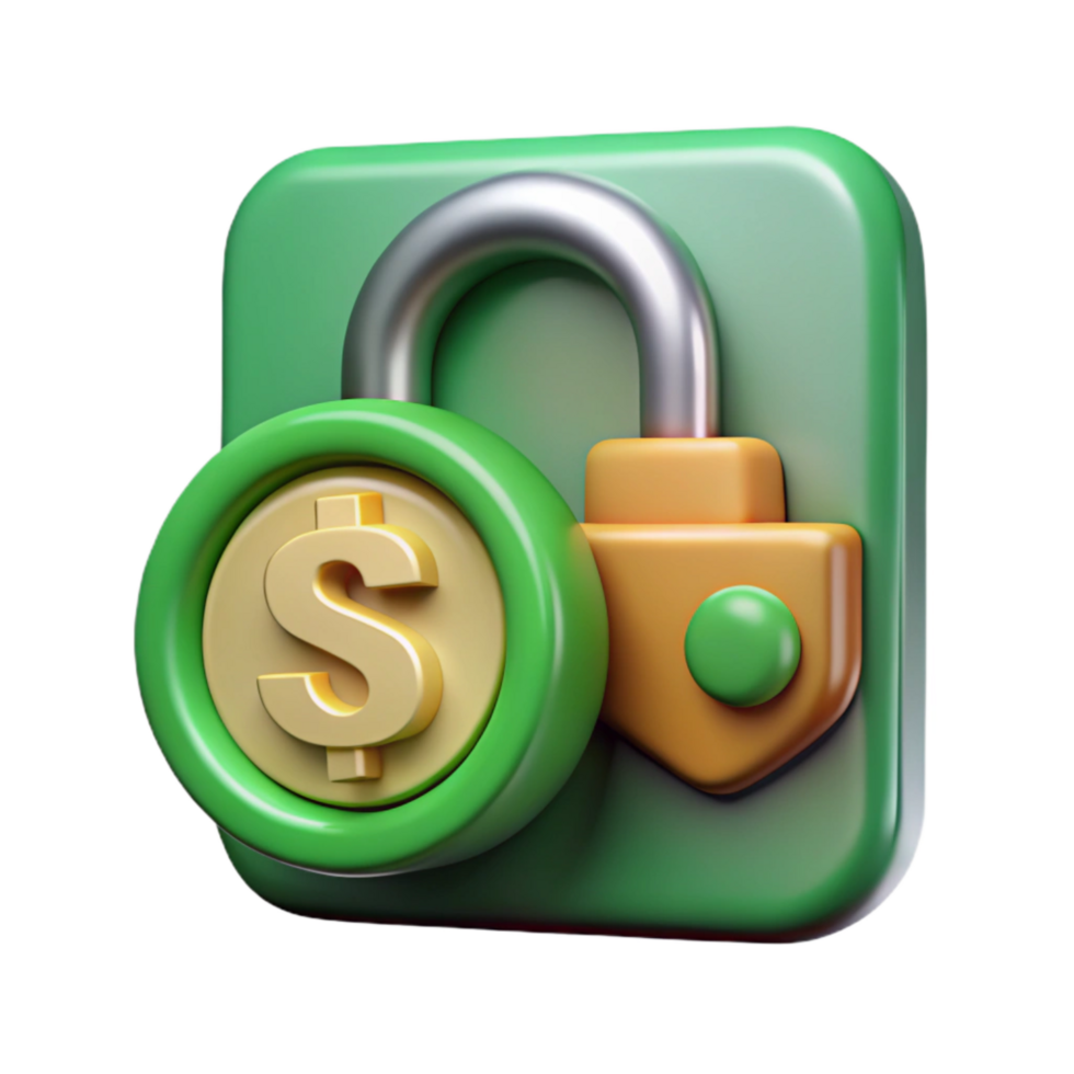 extraordinary rustic Secure Online Banking Illustration with Green Dollar Sign Isolated genuine png