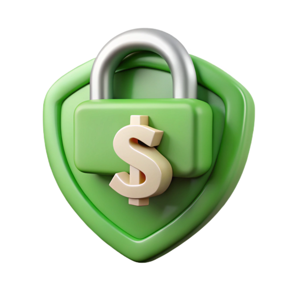 serene contemporary Secure Transaction Icon Cutout with Green Dollar Symbol original png