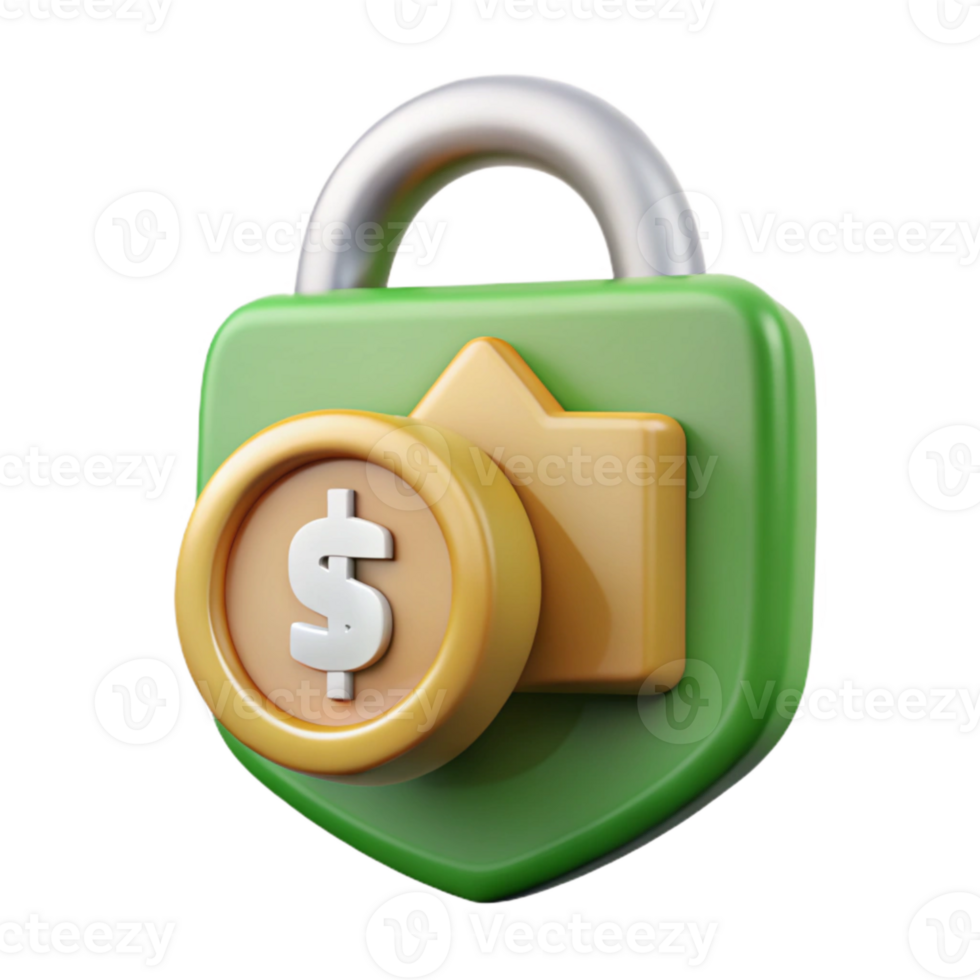 elegant traditional Secure Transaction Icon Cutout with Green Dollar Symbol exclusive png