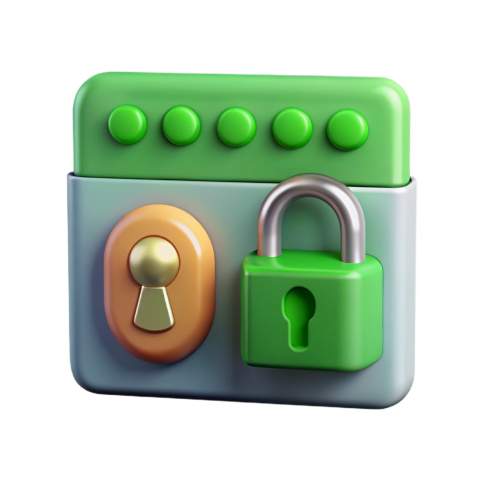 extraordinary artistic Secure Website Icon Cutout with Green Padlock premium png