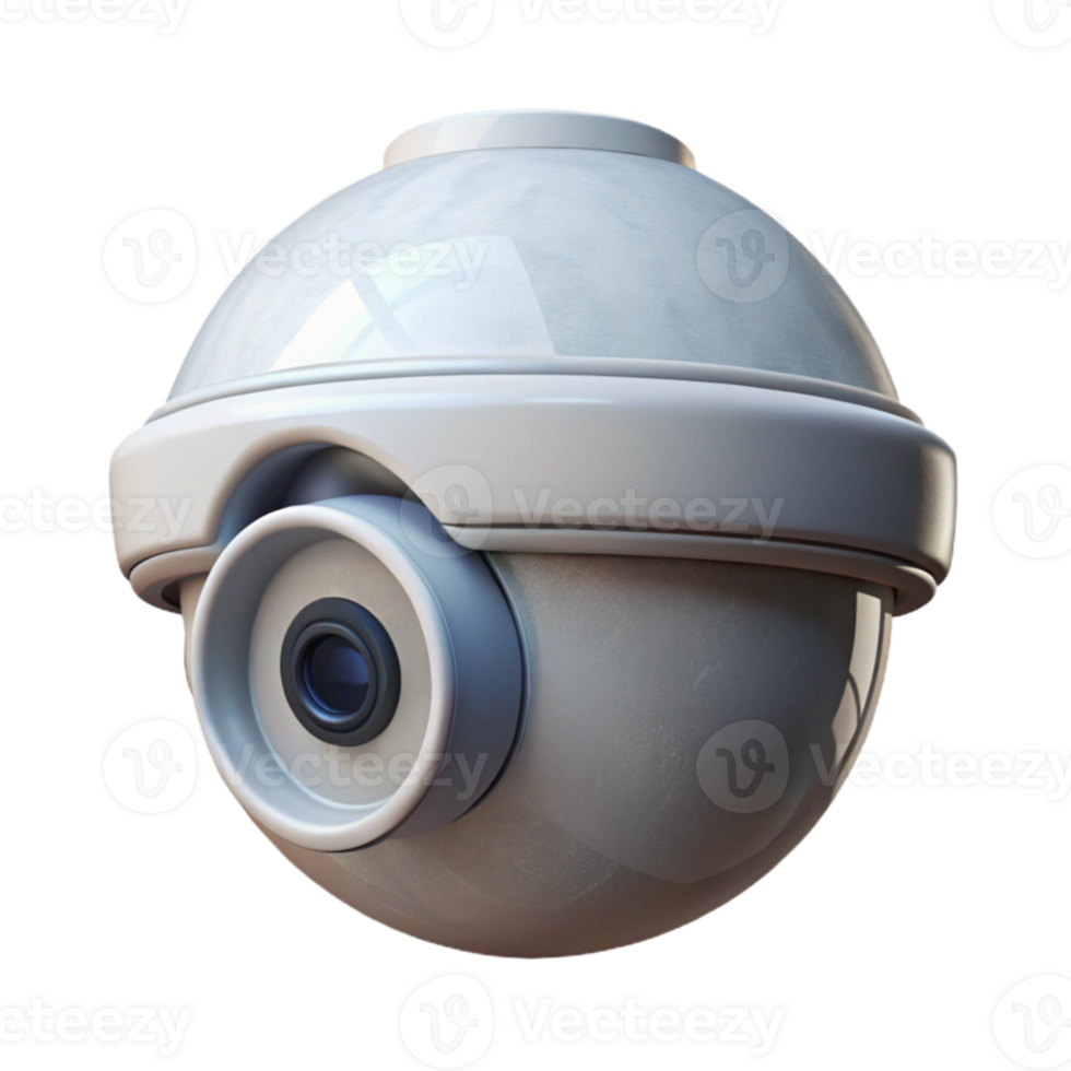 elegant classic Security Camera Dome Shaped White on Transparent Background png