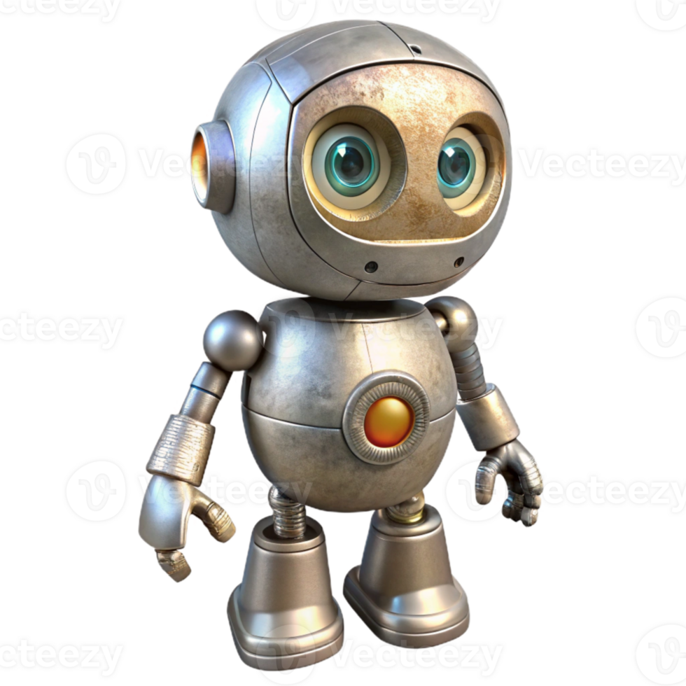 serene creative Silver Robot with One Eye Transparent original png