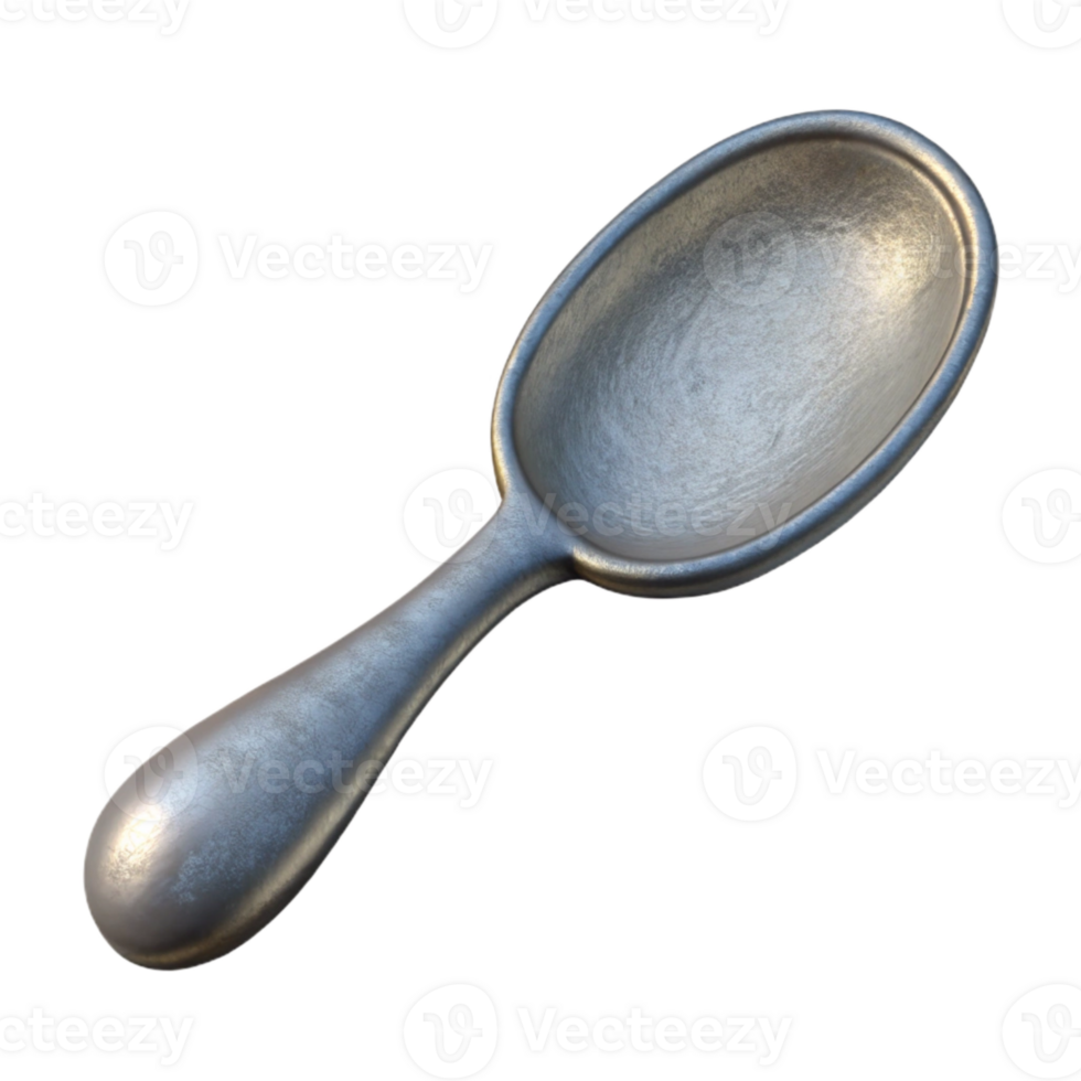 dramatic artistic Silver Spoon Top View Cutout Transparent Background high resolution png