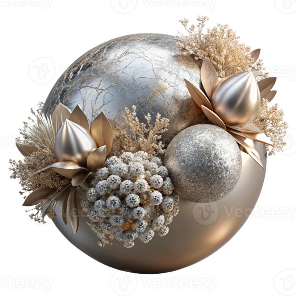 extraordinary artistic Silver Sphere and Dried Flower Arrangement Transparent Background original png