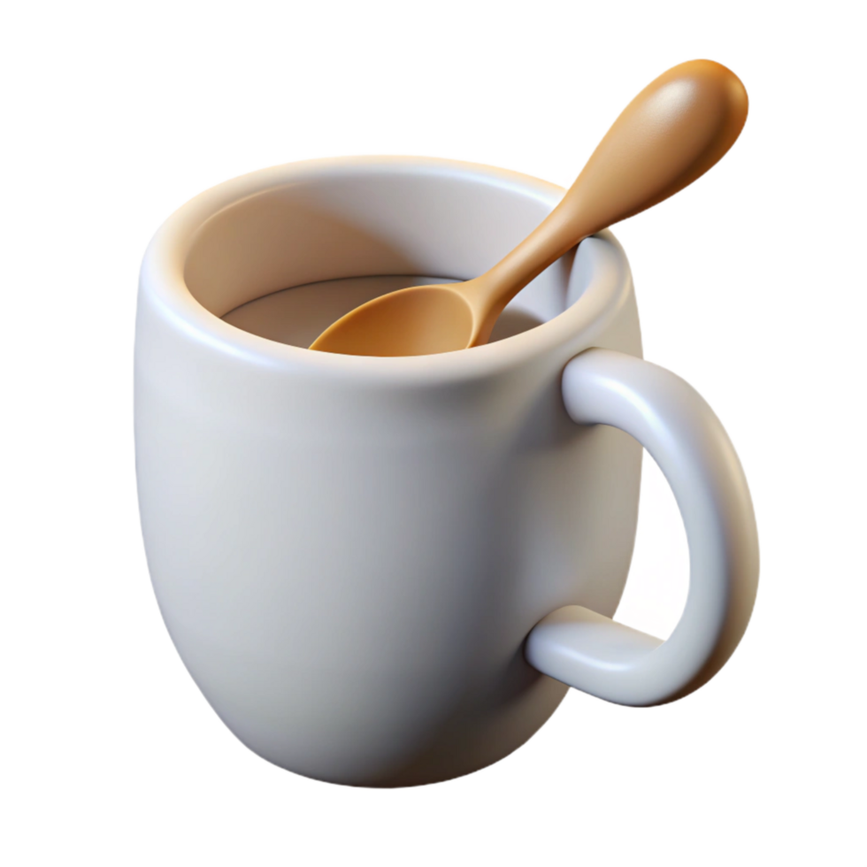 deslumbrante criativo simples branco caneca com colher transparente fundo genuíno png