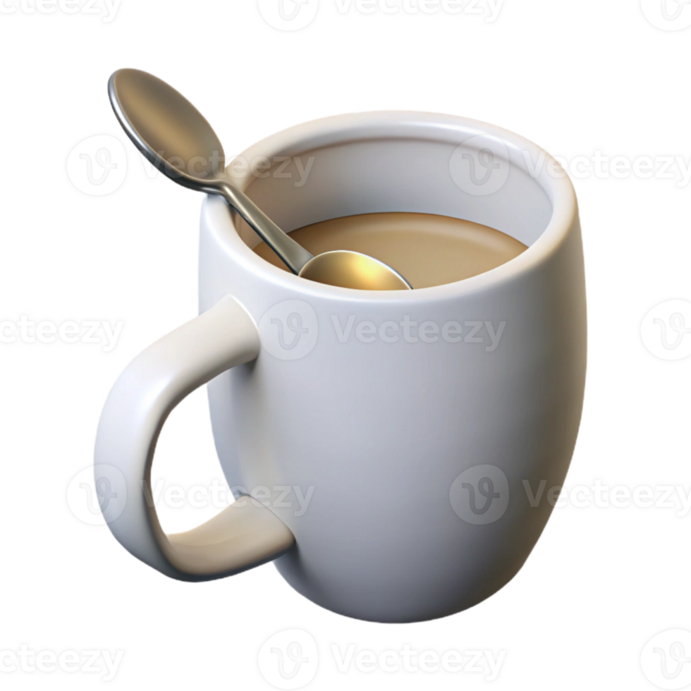 vibrant modern Simple White Mug with Spoon Transparent Background authentic png