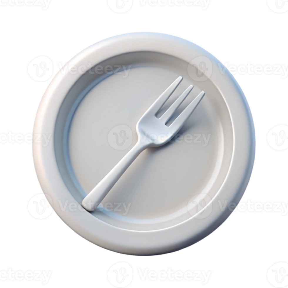 impressive modern Simple White Plate with Fork Transparent Background genuine png