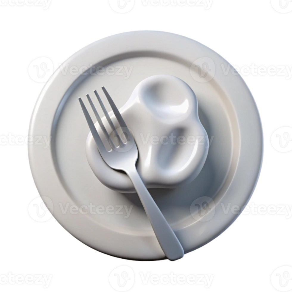 stunning creative Simple White Plate with Fork Transparent Background exclusive png