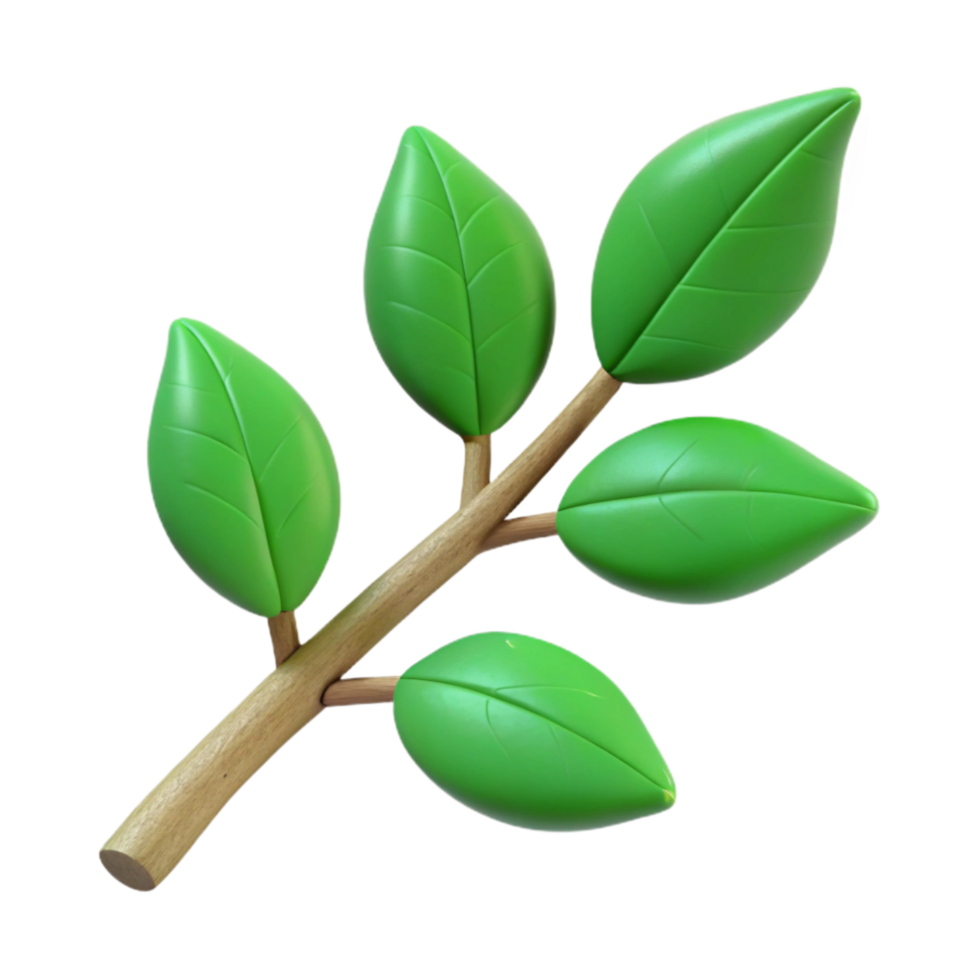 magnificent vintage Single Branch with Green Leaves Cutout authentic png