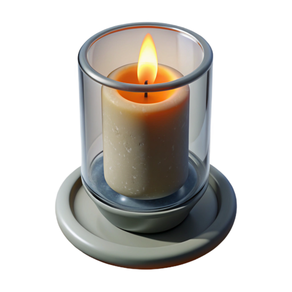 serene abstract Single Candle in Glass Holder Isolated Element exclusive png