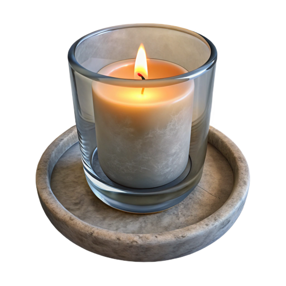 stunning abstract Single Candle in Glass Holder Isolated Element exclusive png