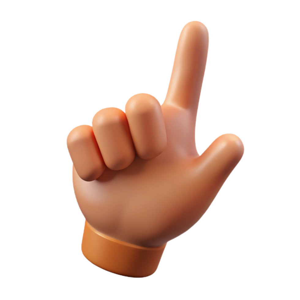 vibrant contemporary Single Hour Hand Pointing Upward Cutout Transparent Background high resolution png