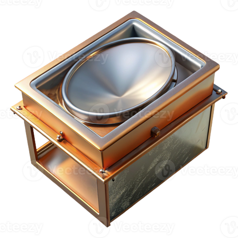 elegant classic Solar Oven Top View Cutout with Detailed Reflection premium png