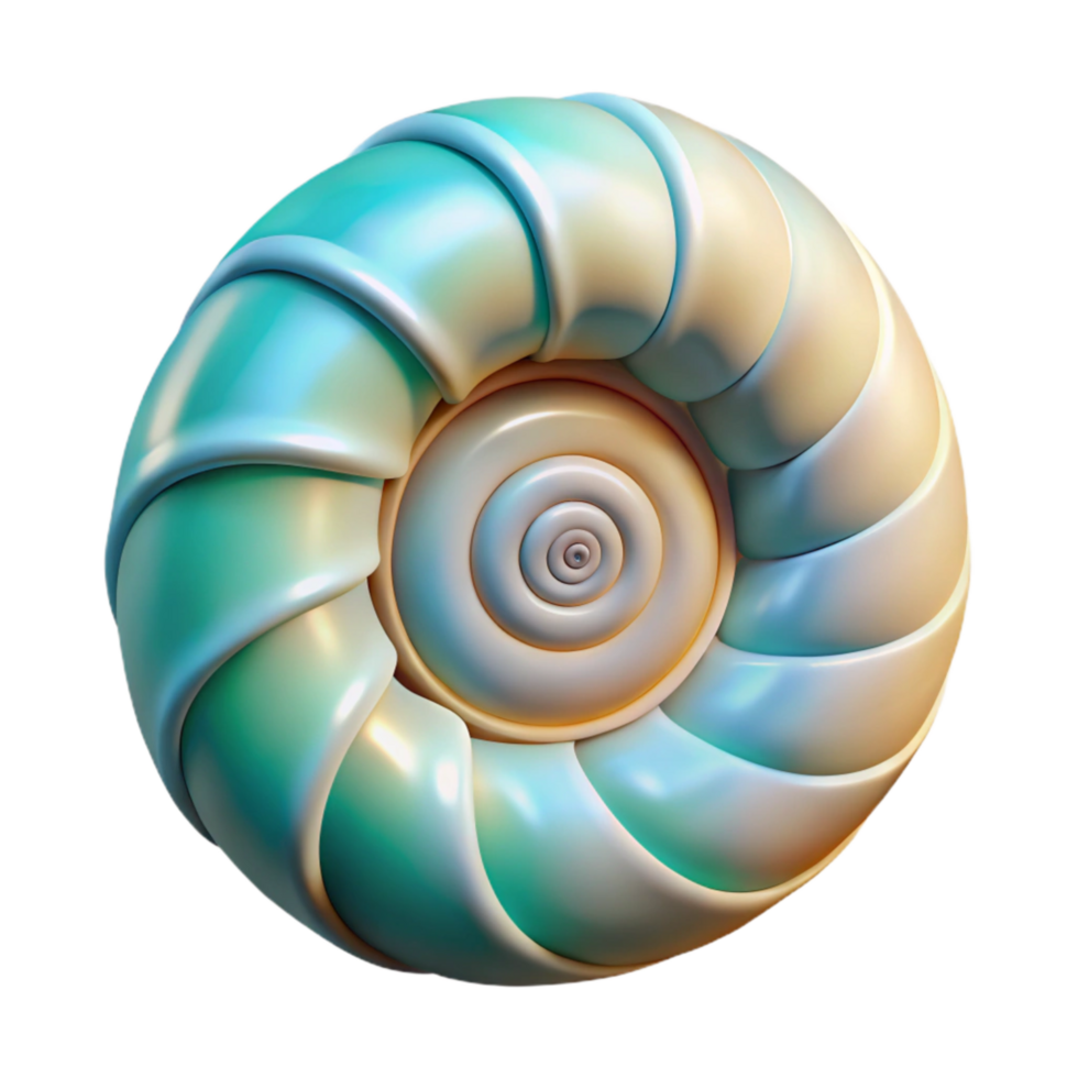extraordinary minimalist Spiral Nautilus Shell Cutout with White Background Isolated high resolution png