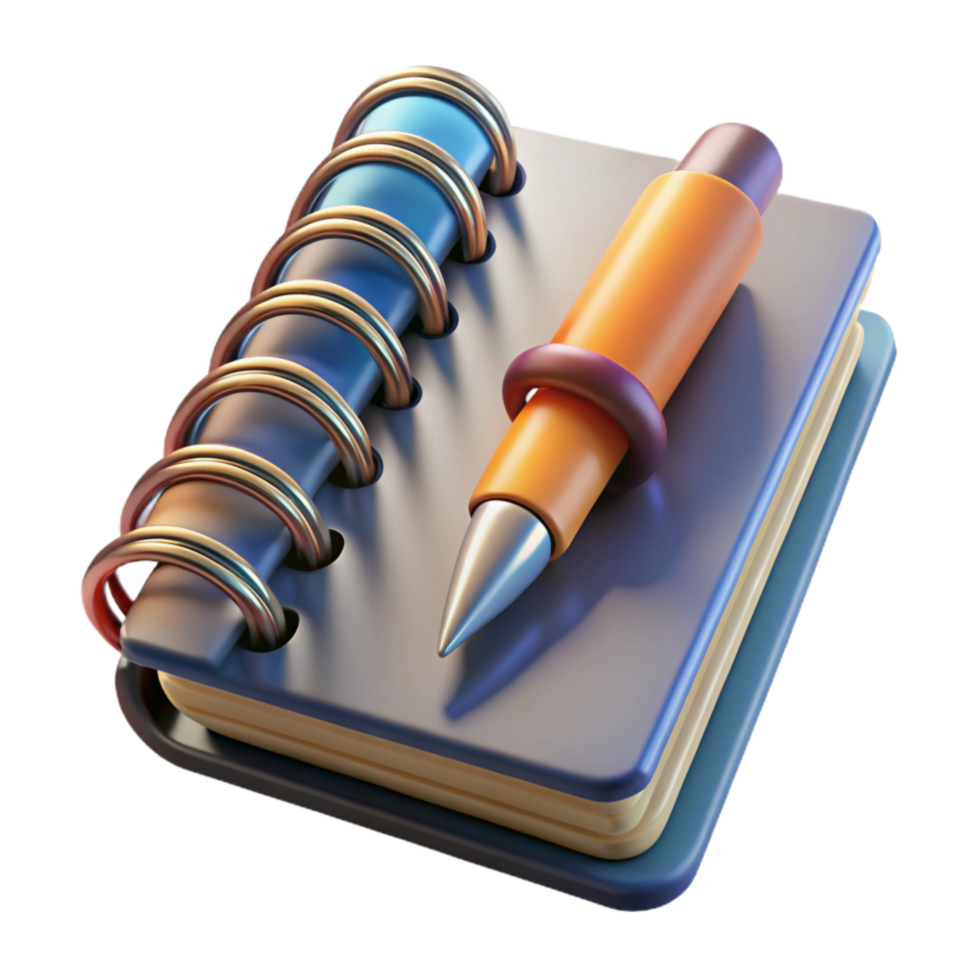 wonderful abstract Spiral Notebook with Pen Attached Levitating Isolated professional png