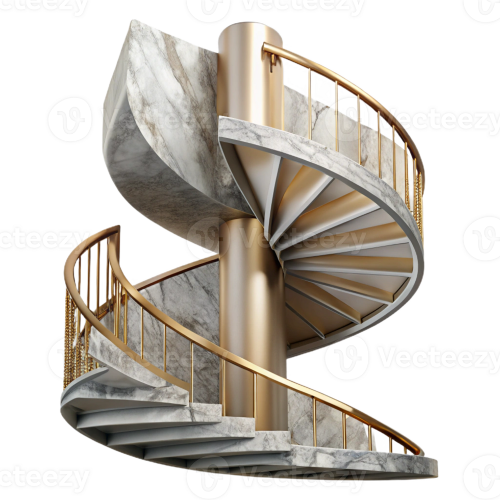 beautiful classic Spiral Staircase Art Deco Design Transparent Background authentic png