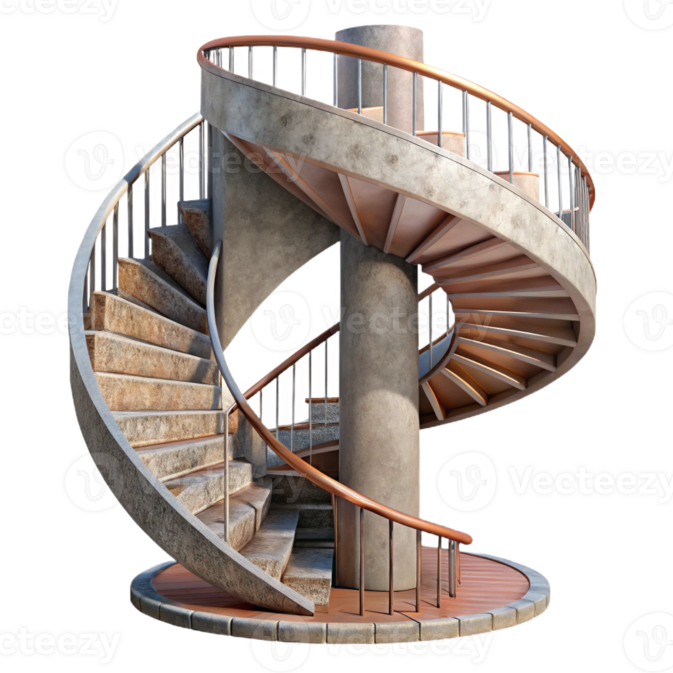 impressive artistic Spiral Staircase Exterior Design Transparent Background detailed png