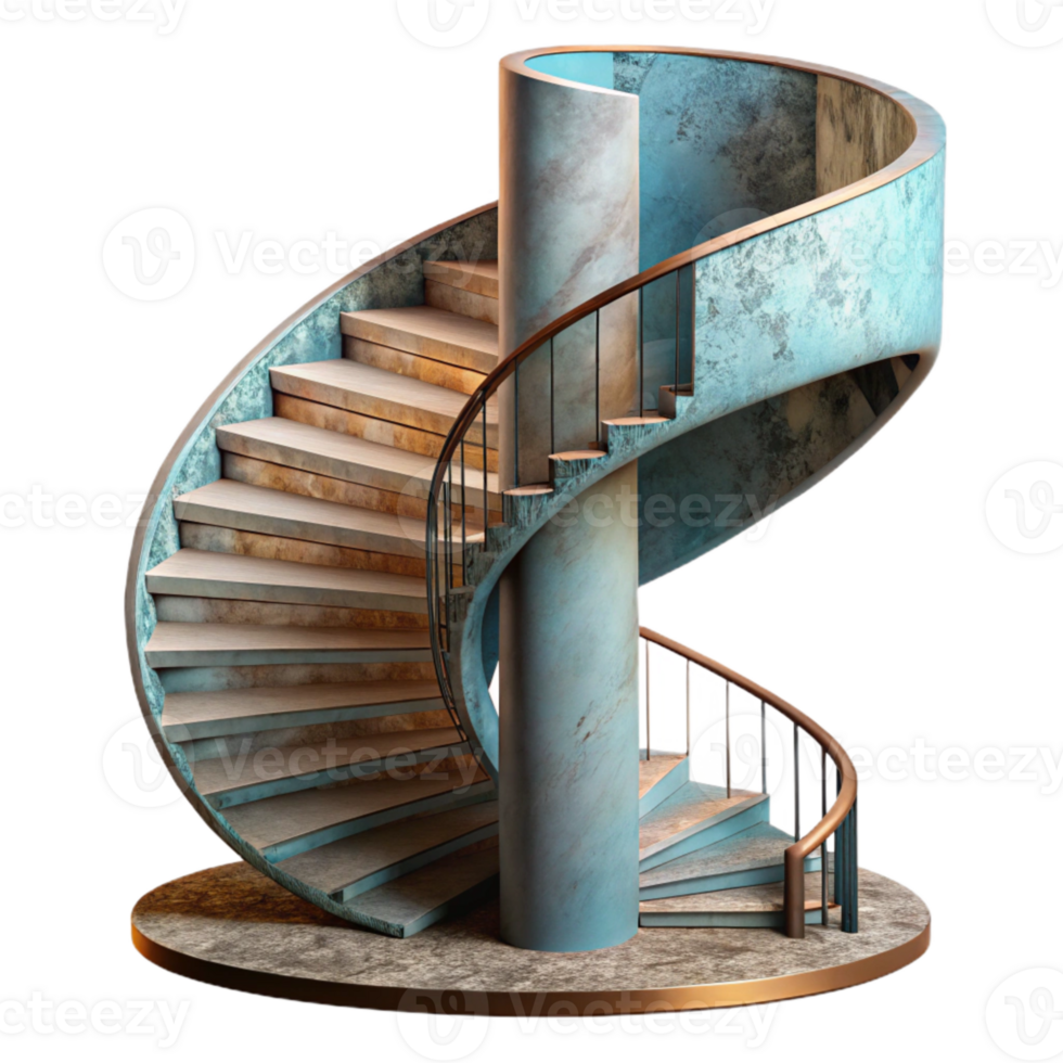 stunning rustic Spiral Staircase Interior Lighting Transparent Background professional png