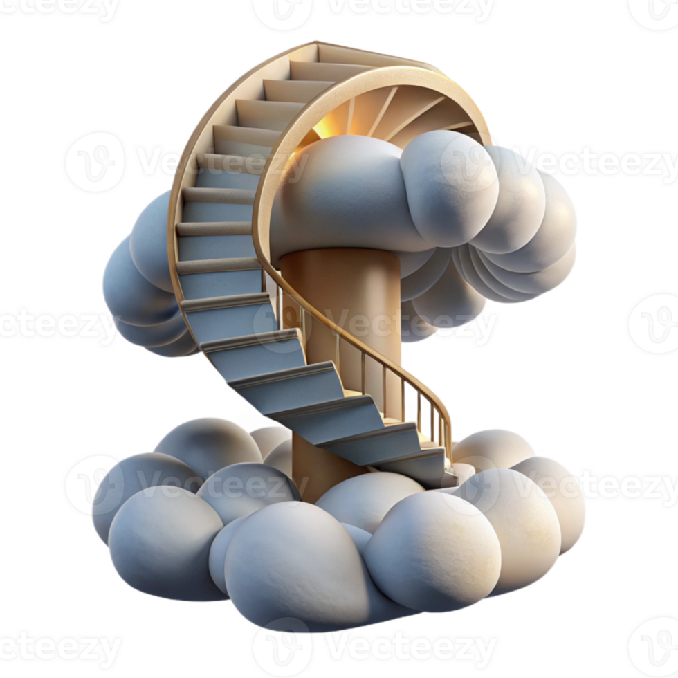 impressive classic Spiral Staircase to the Clouds Cutout original png