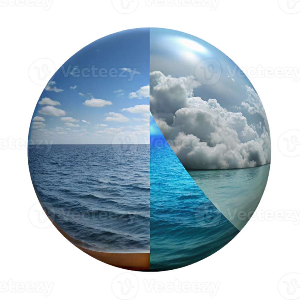 extraordinary classic Split Screen Ocean and Sky Transparent Background authentic png