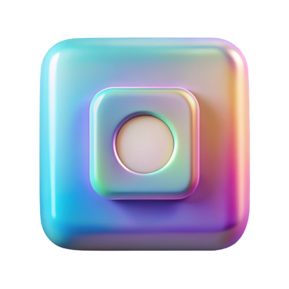 extraordinary rustic Square Holographic Button Icon Isolated Element authentic png
