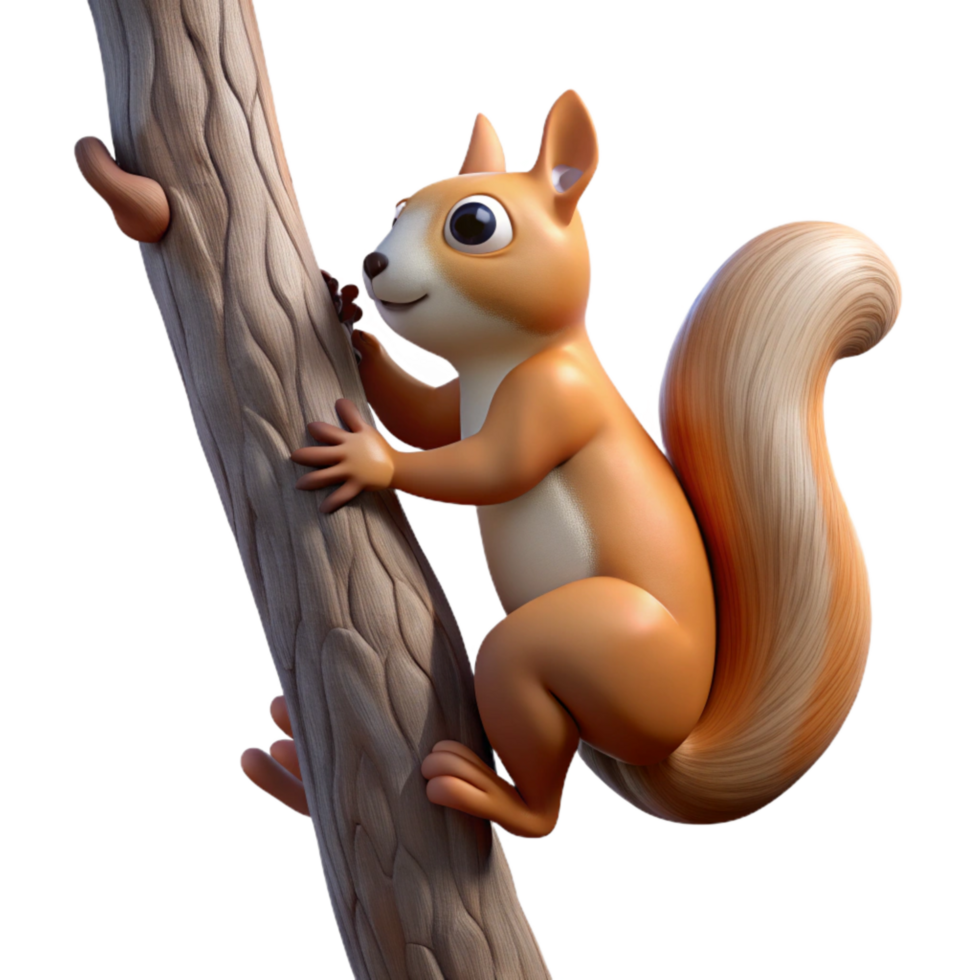 wonderful abstract Squirrel Climbing Tree Transparent Background Upward Angle png