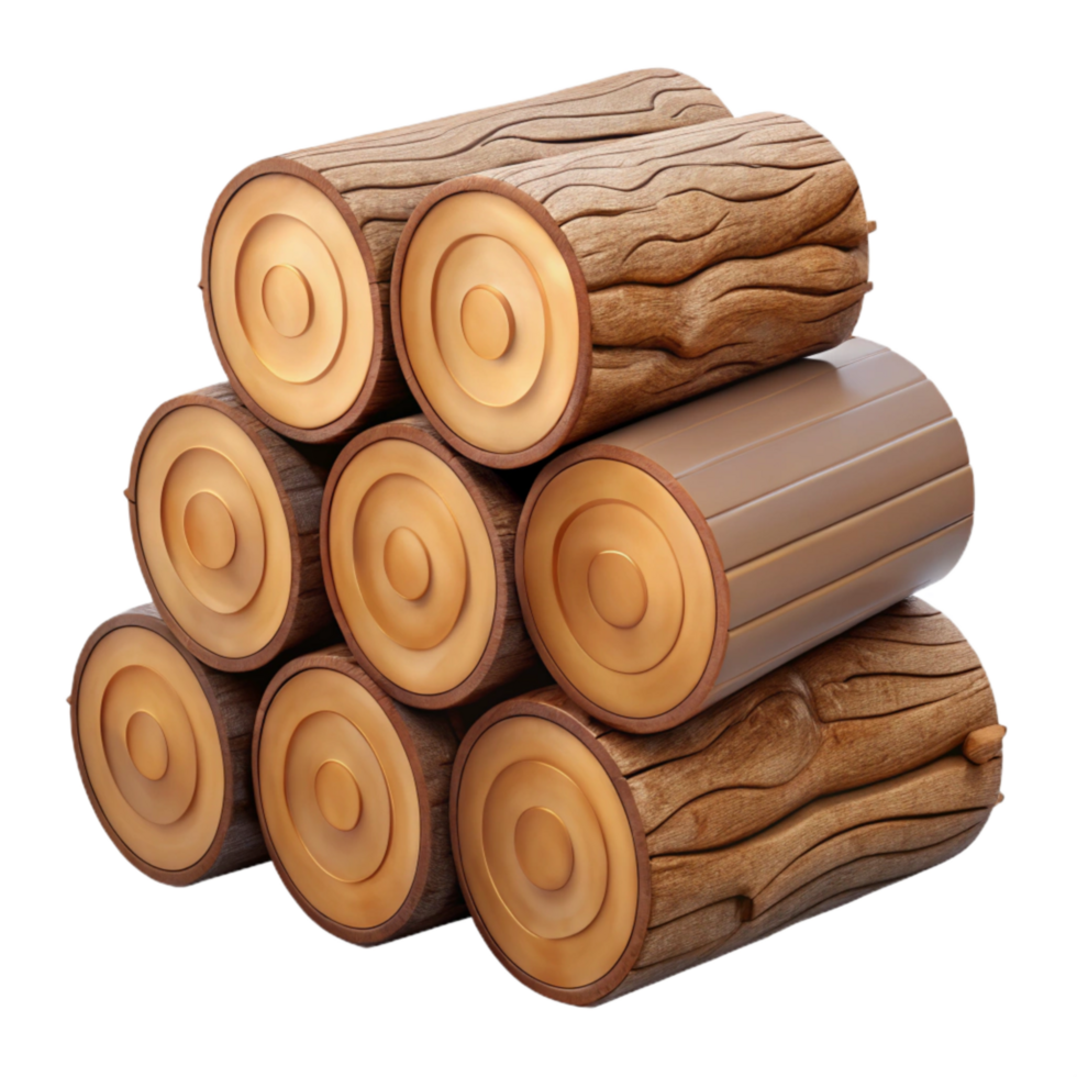 wonderful abstract Stacked Logs Front View Cutout with Realistic Texture detailed png