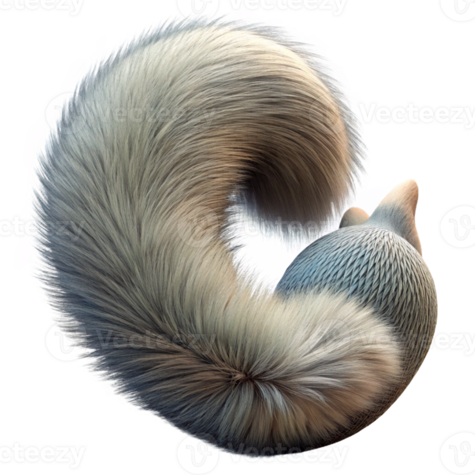 magnificent rustic Squirrel Tail Detail Transparent Background Fur Texture detailed png