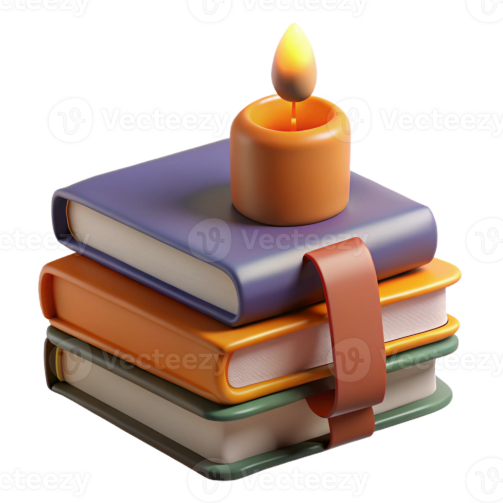 vibrant rustic Stack of Books and Glasses Cutout original png