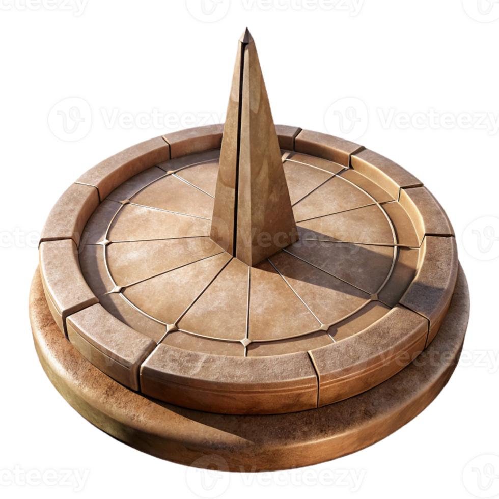 elegant artistic Sun Dial Base Stone Texture Transparent Background detailed png
