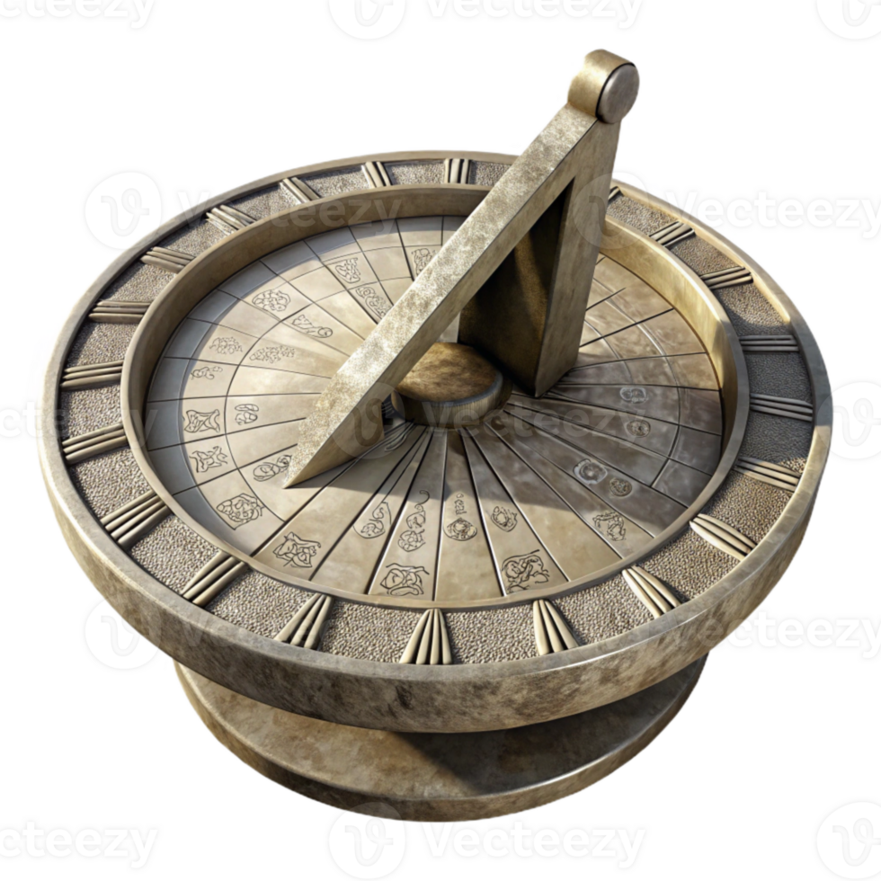 impressive classic Sundial Roman Numerals Stone Texture Isolated high quality png