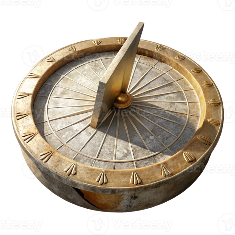 elegant traditional Sun Dial with Roman Numerals Isolated high resolution png