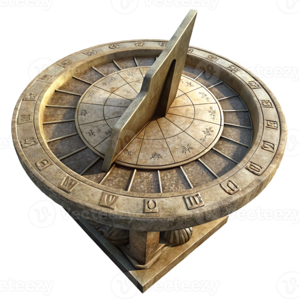 impressive minimalist Sundial Roman Numerals Stone Texture Isolated professional png
