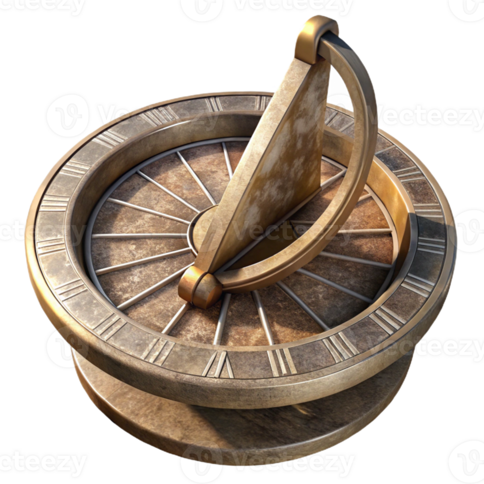 beautiful classic Sun Dial with Roman Numerals Isolated original png