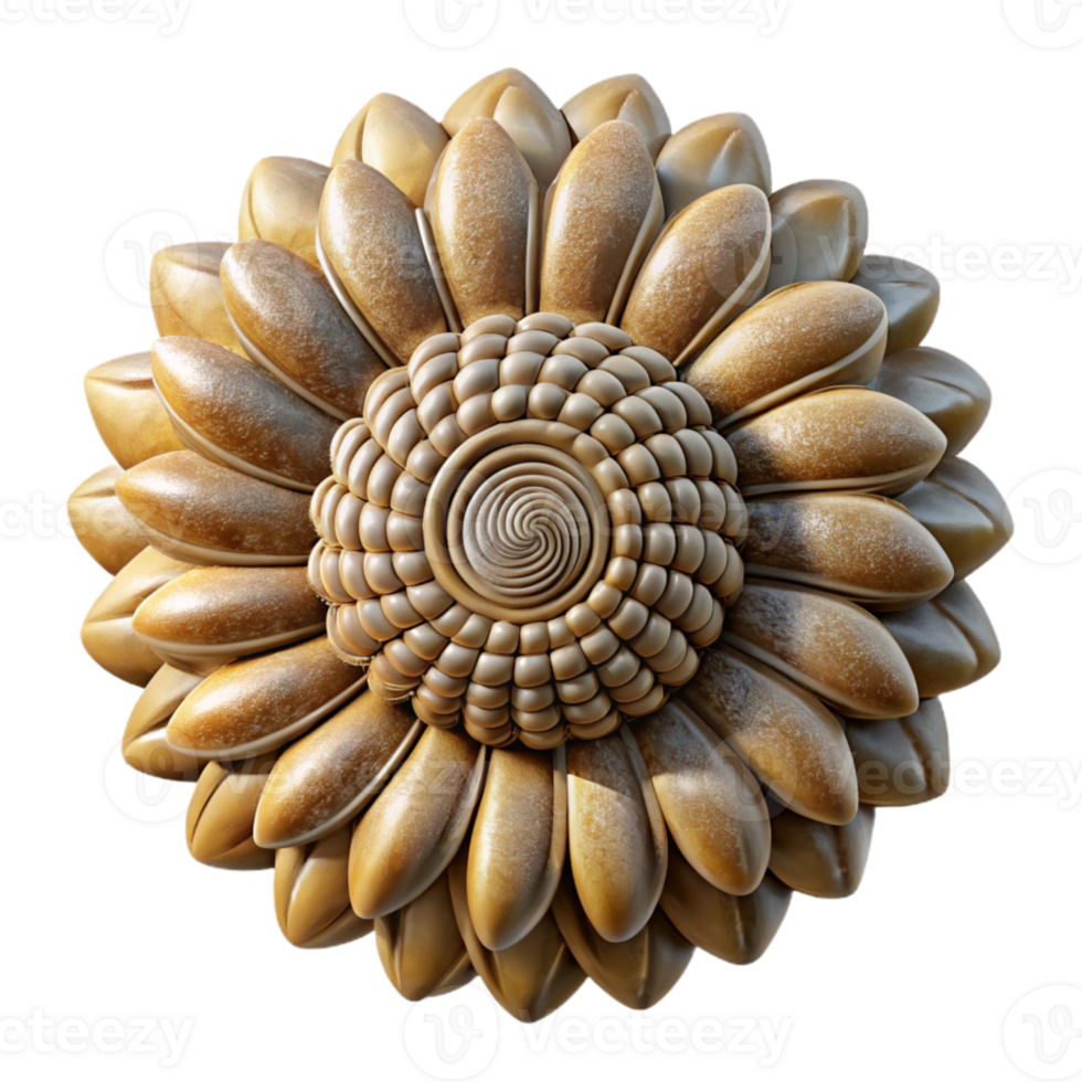 stunning creative Sunflower Seed Head Spiral Pattern Close Up View Cutout Element genuine png