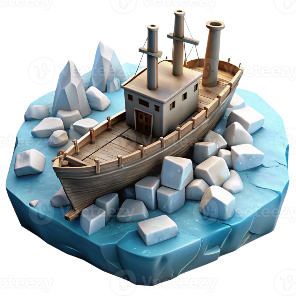 impressive modern Sunken Ship Through Cracked Ice Isolated high quality png