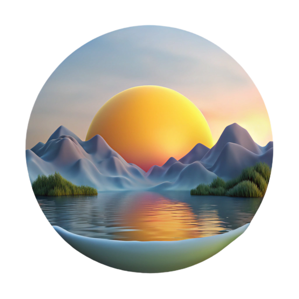 magnificent minimalist Sunrise Over Lake Landscape Transparent high quality png