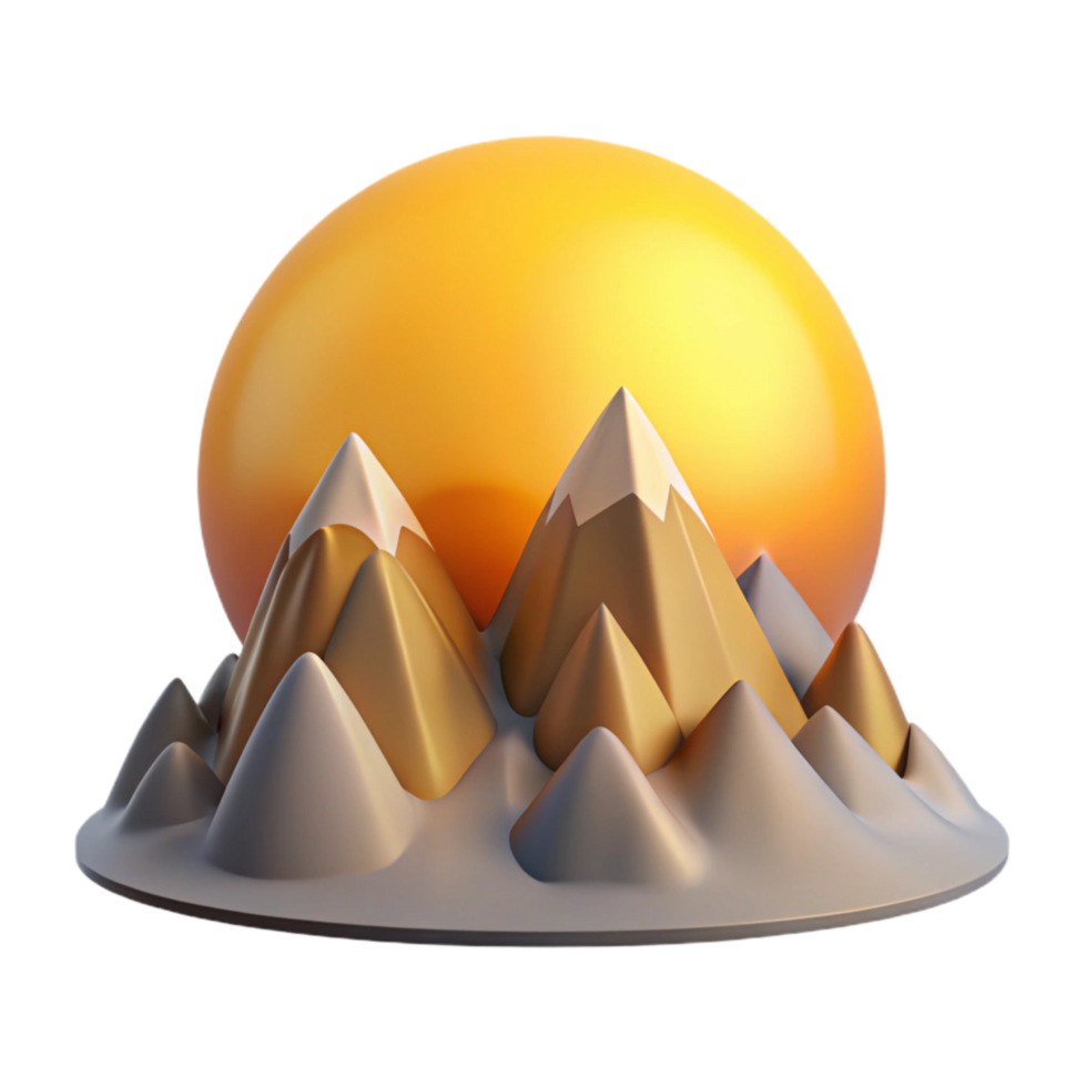 elegant traditional Sunrise Over Mountains Golden Light Isolated professional png