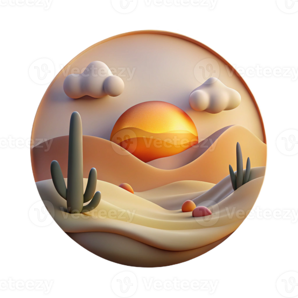 magnificent artistic Sunset Over Desert Landscape Cutout Element high quality png