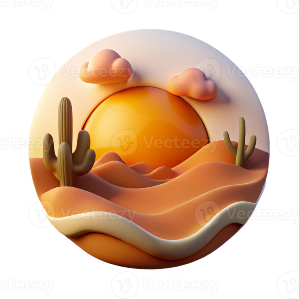impressive modern Sunset Over Desert Landscape Cutout Element high resolution png
