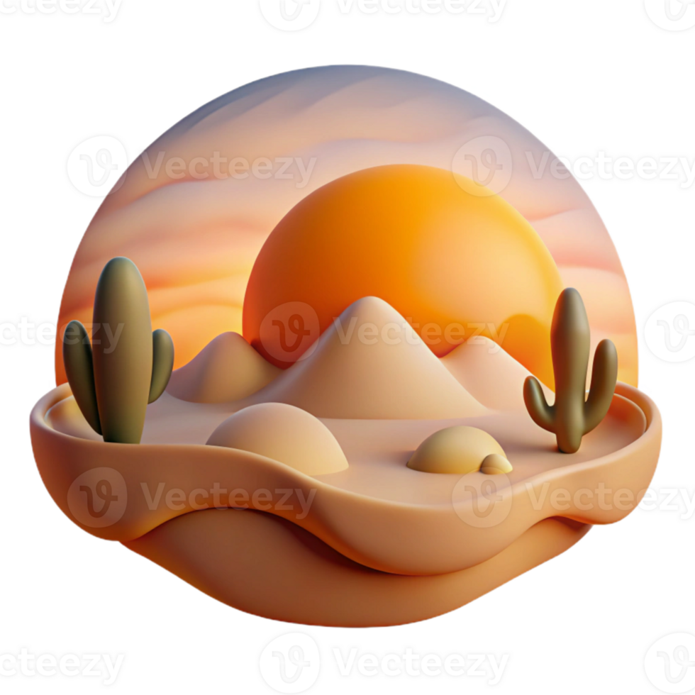 vibrant artistic Sunset Over Desert Landscape Cutout Element original png