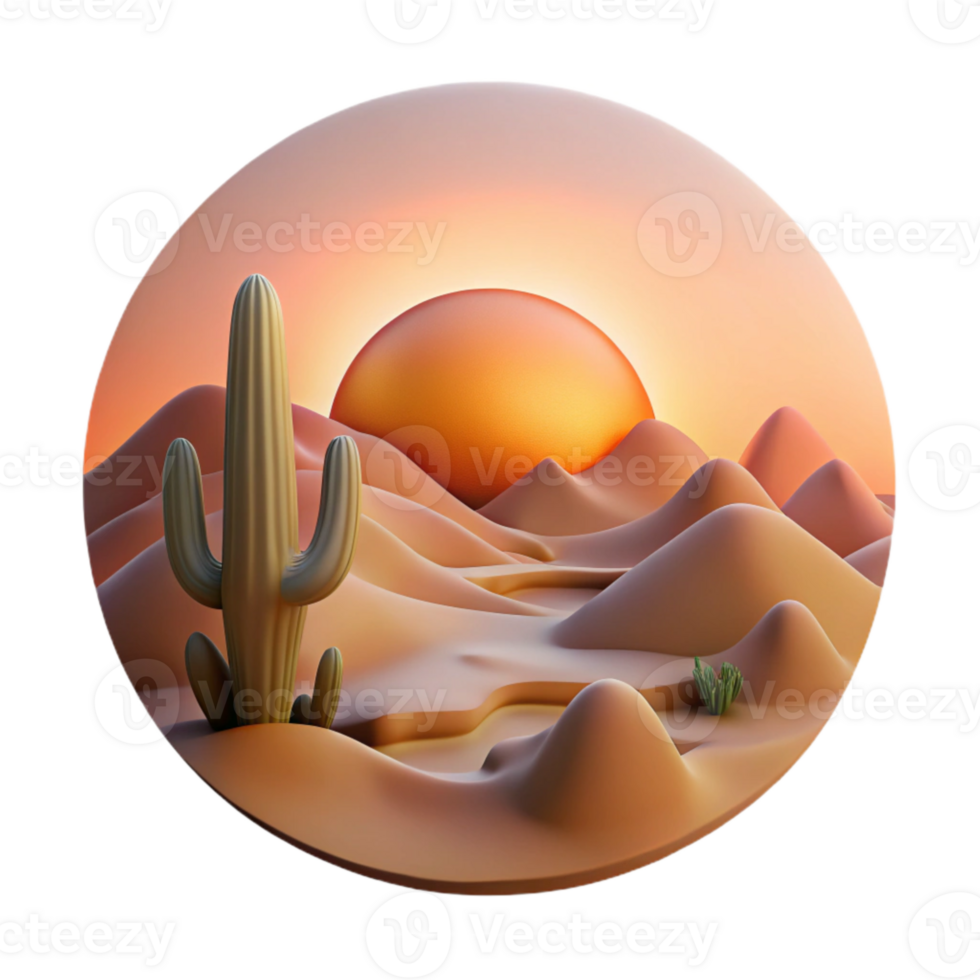 serene abstract Sunset Over Desert Landscape Cutout Element authentic png