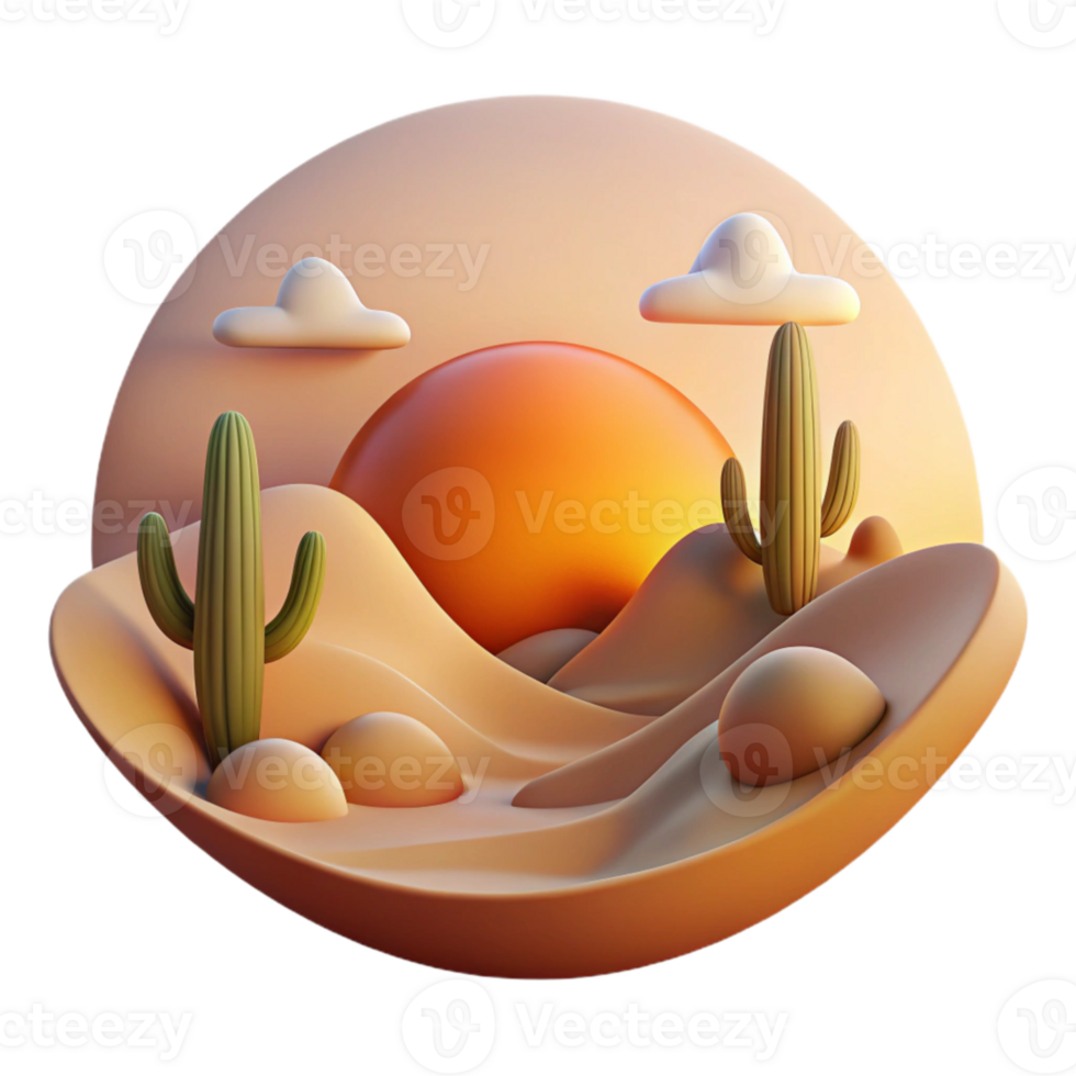 beautiful minimalist Sunset Over Desert Landscape Cutout Element authentic png