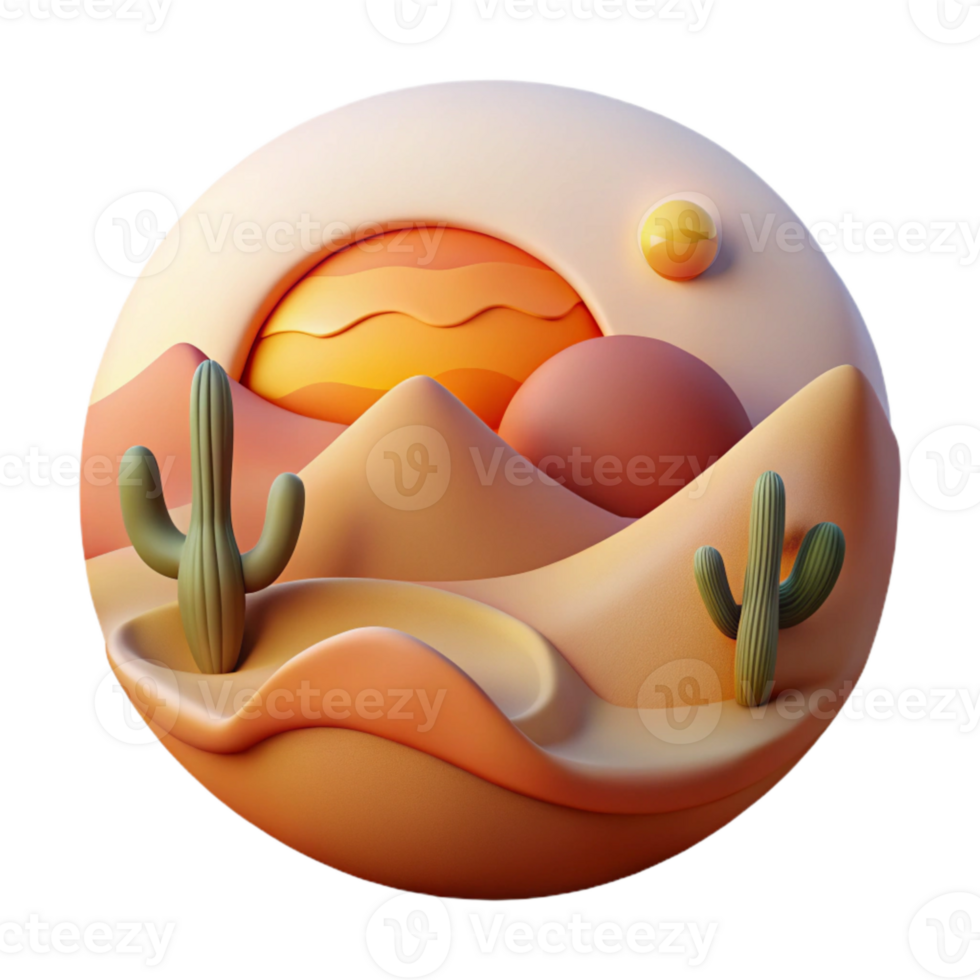 serene rustic Sunset Over Desert Landscape Cutout Element authentic png