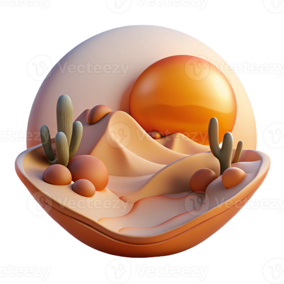dramatic classic Sunset Over Desert Landscape Cutout Element professional png