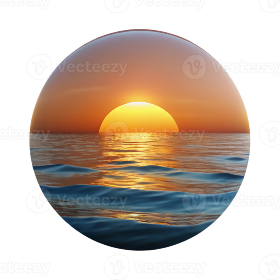 stunning abstract Sunset Over Ocean Calm Waters Transparent Background detailed png