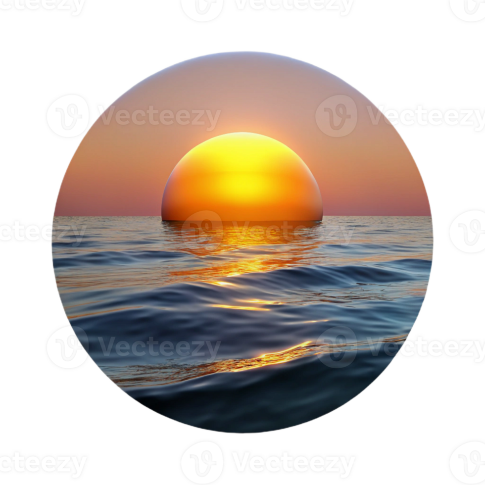 beautiful creative Sunset Over Ocean Calm Waters Transparent Background exclusive png