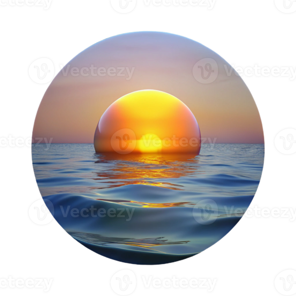 magnificent artistic Sunset Over Ocean Calm Waters Transparent Background authentic png